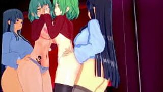 Интенсивные лесбийские игры Хикаге и Икаруга и секс футанари - Сенран Кагура Хентай. - порно видео