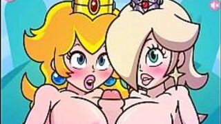 Принцесса Пич и Розалина дрочат сиськами - порно видео